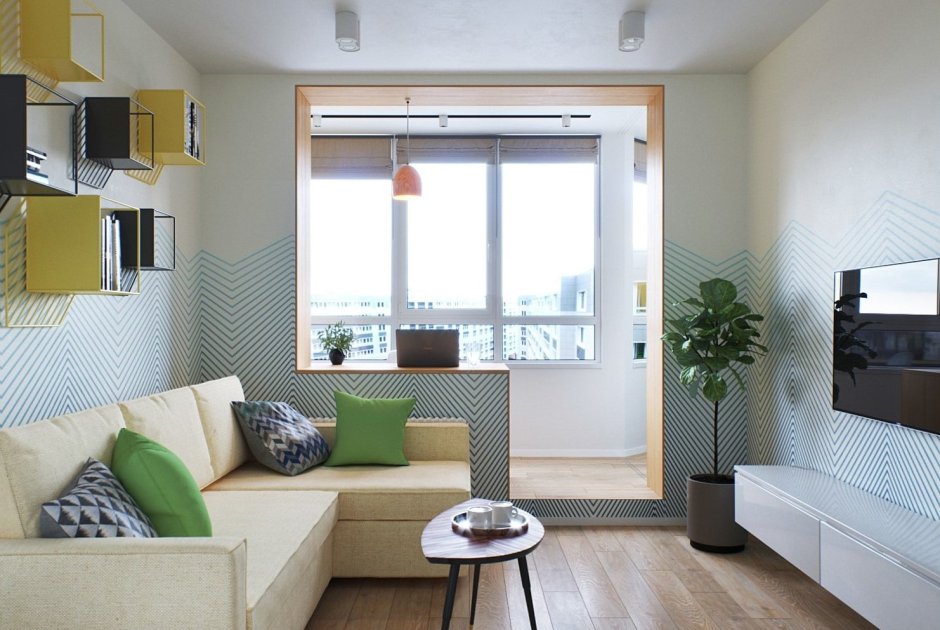 Интерьер однокомнатной квартиры с балконом (87 фото)