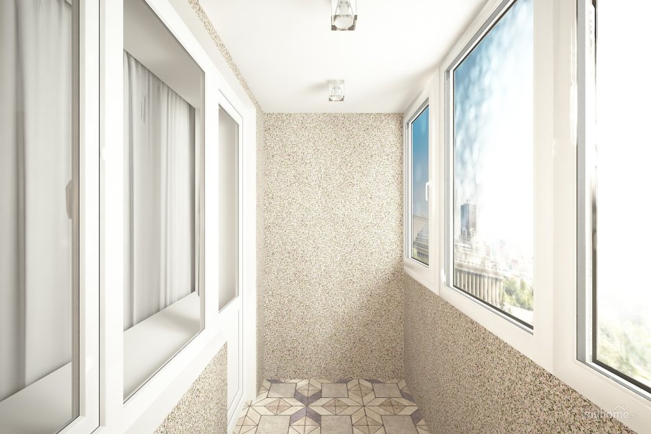 Отделка балкона жидкой штукатуркой