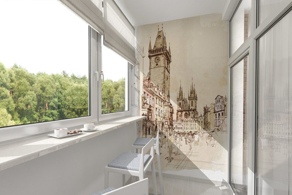 Мраморная штукатурка на лоджии