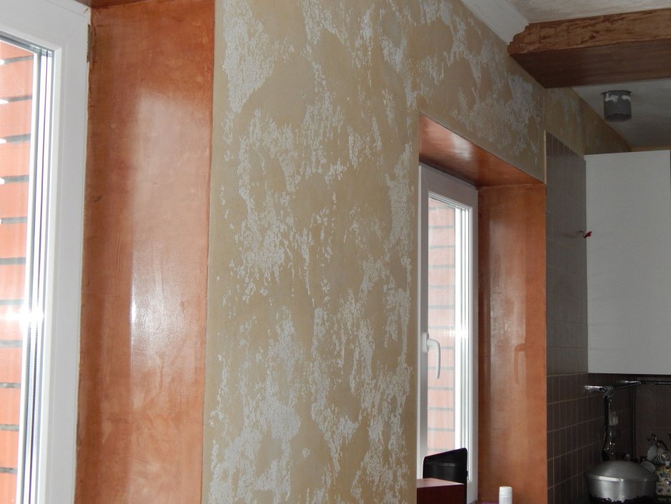 Мраморная штукатурка на лоджии