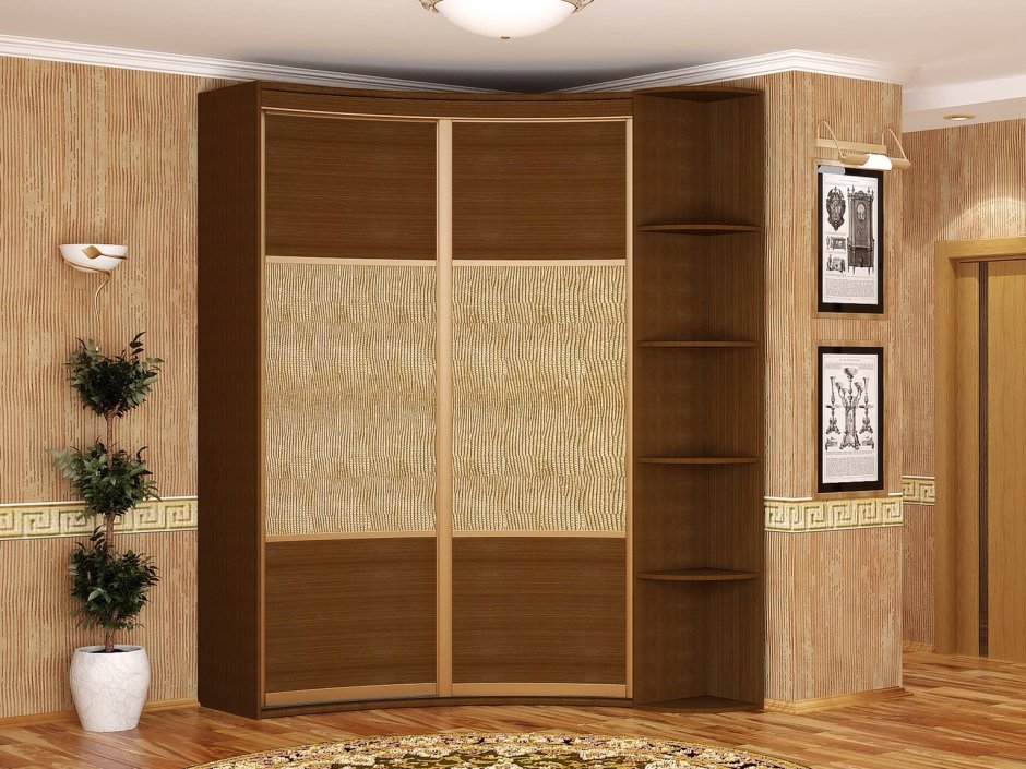 Угловой закругленный шкаф купе