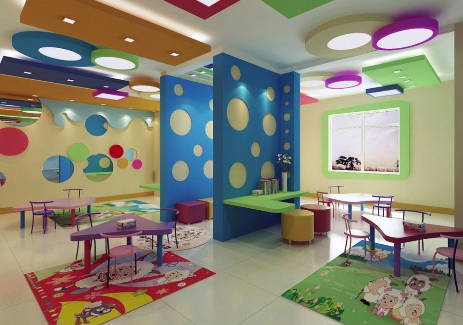 Дизайн стен в детском саду (62 фото)
