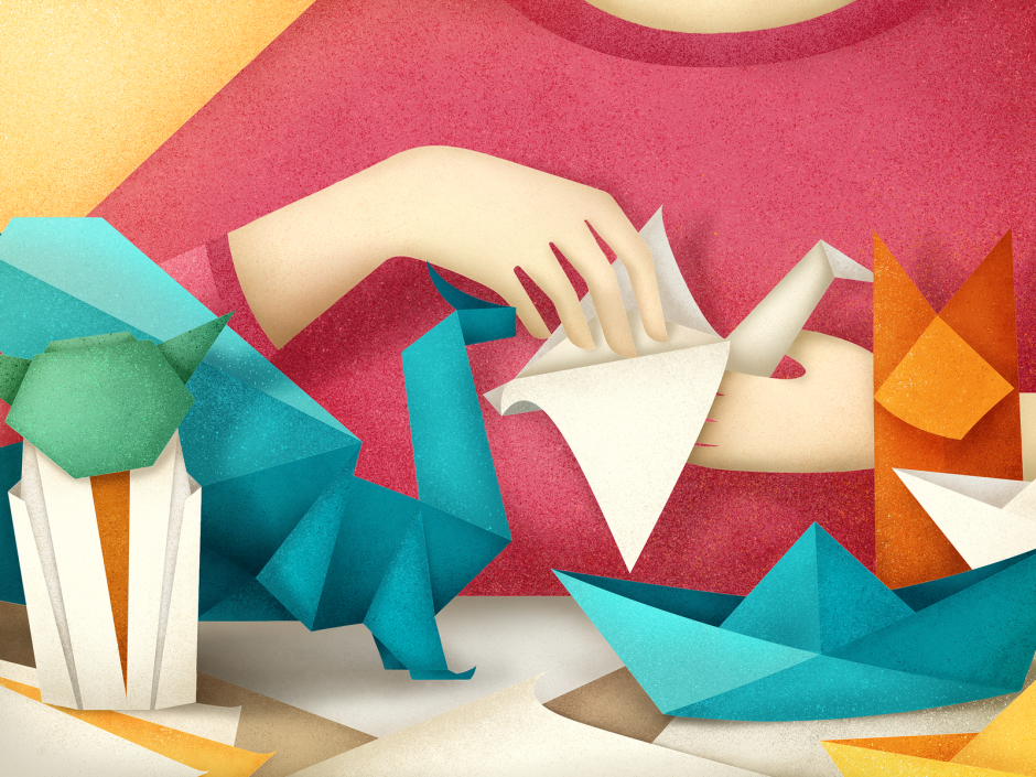 Оригами в дизайне магазина
