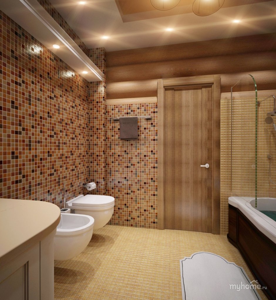 Плитка в ванную в деревянном доме