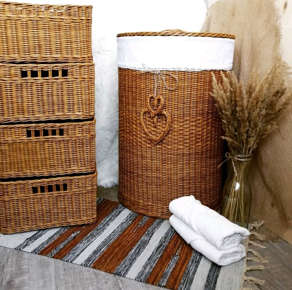 Плетеные корзины для ванной комнаты (72 фото)