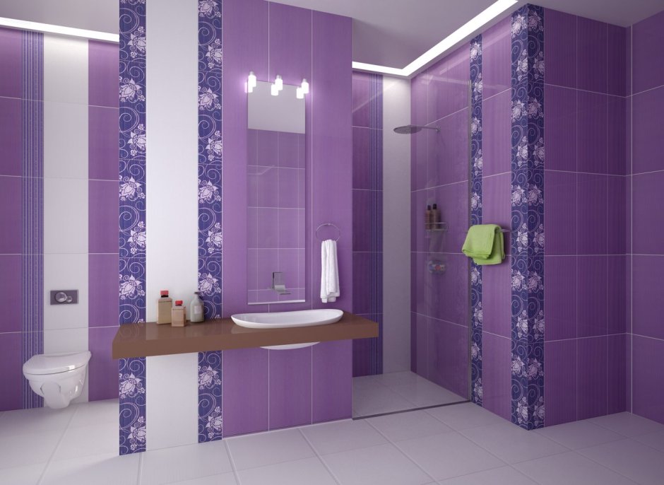 Сиреневая ванная комната (66 фото)