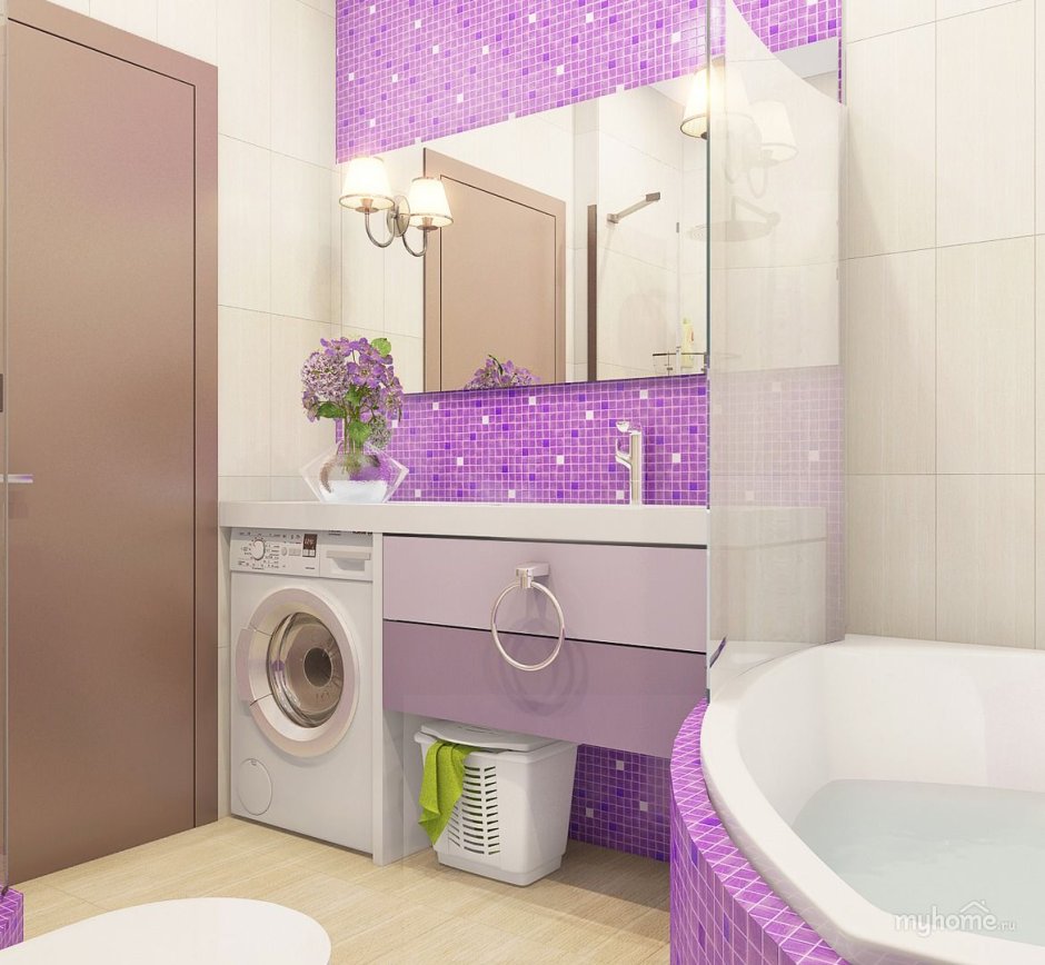 Фиолетовая плитка для ванной