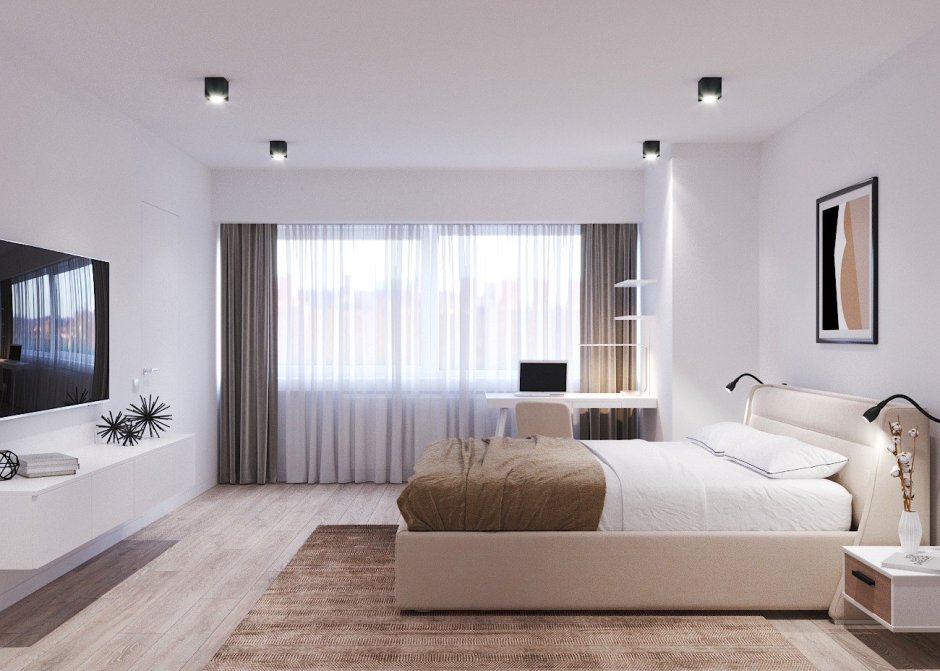 Светлая спальня в минималистическом стиле