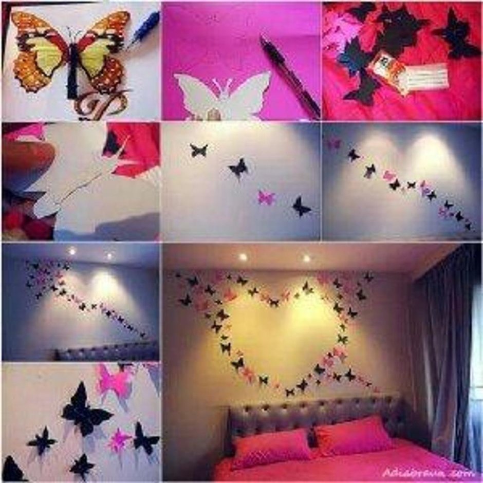 Украсить стену бабочками
