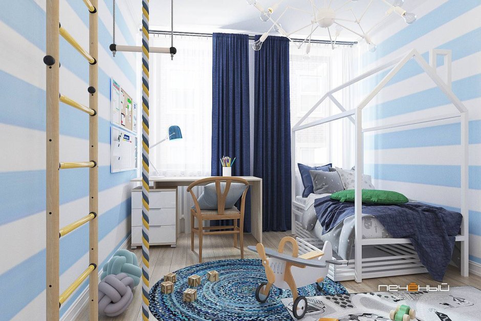 Детская комната Скандинавский стиль морской