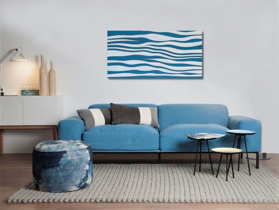 Синий диван в интерьере Минимализм