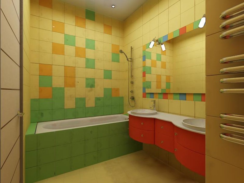 Плитка с вкраплениями разноцветными в ванной