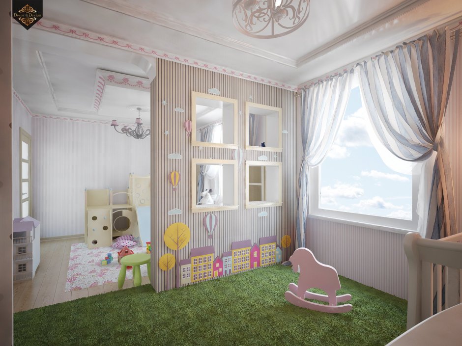 Детская комната для девочки с лоджией