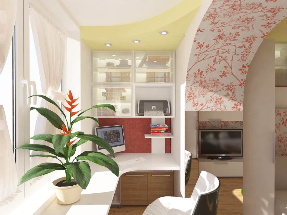 Дизайн комнаты соединенной с балконом (74 фото)