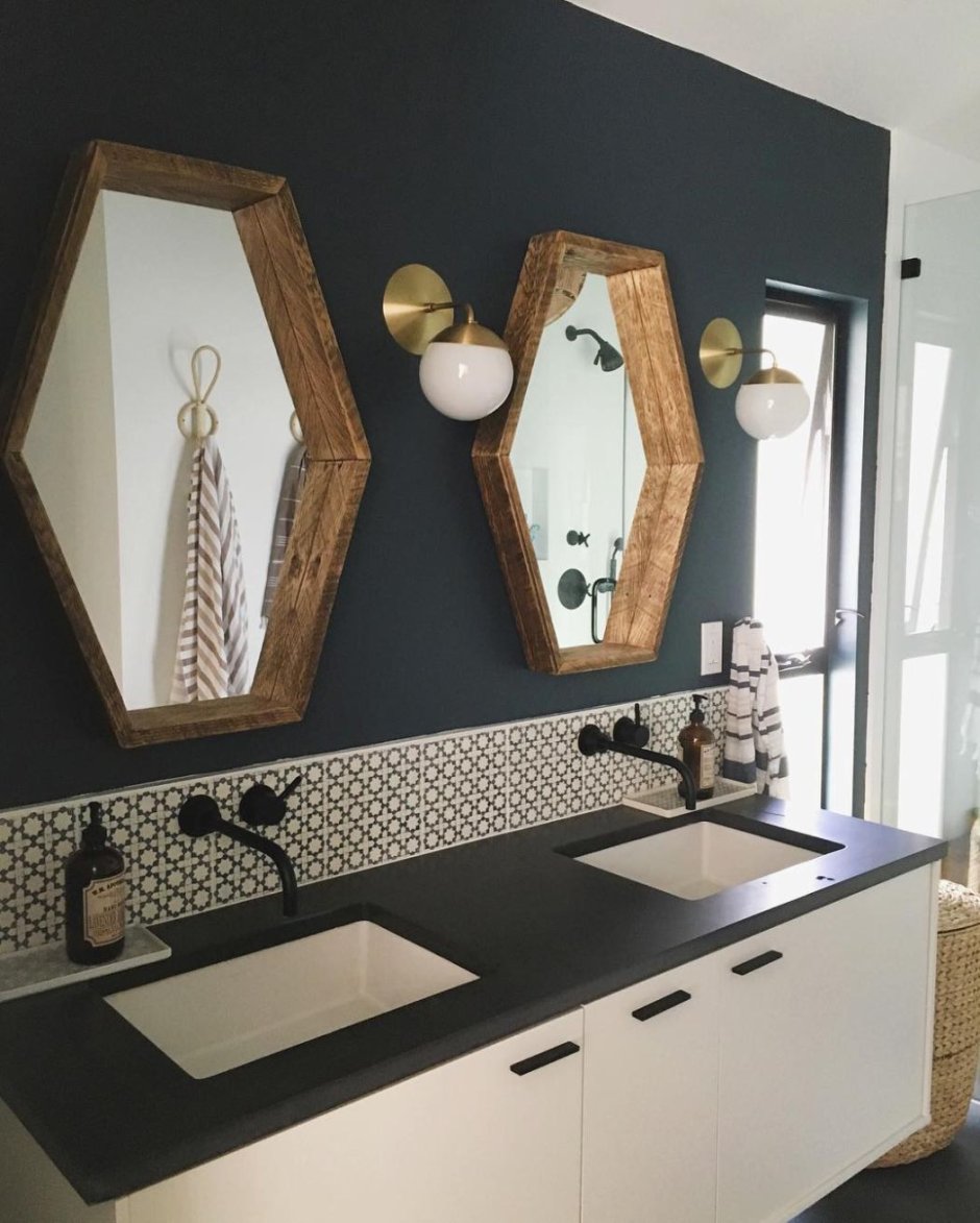 Зеркало на кухне в интерьере лофт