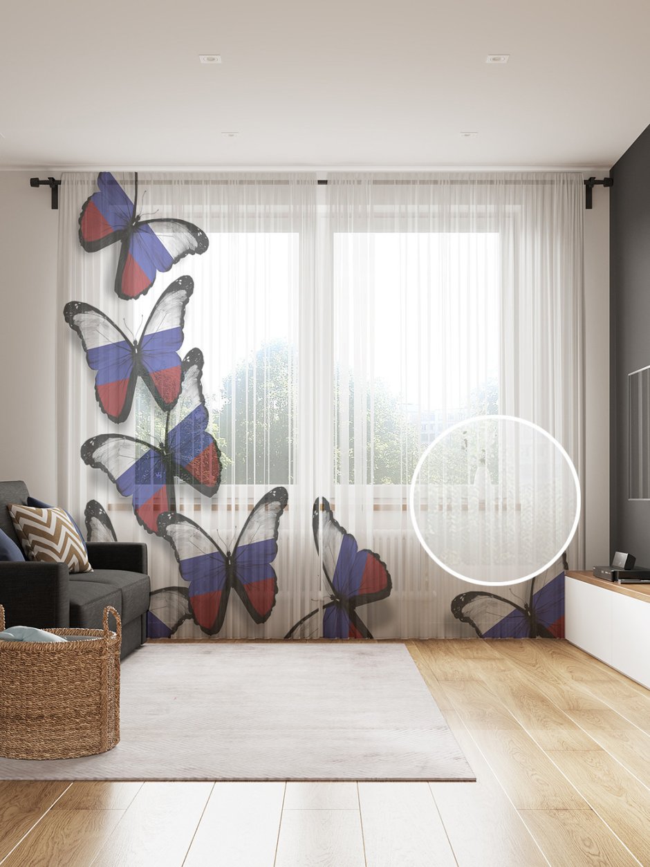 Тюль с бабочками в интерьере фото