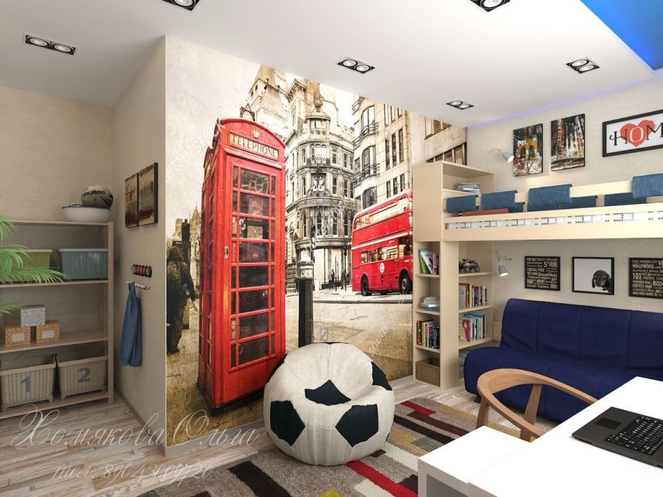 Комната в стиле Лондон для подростка