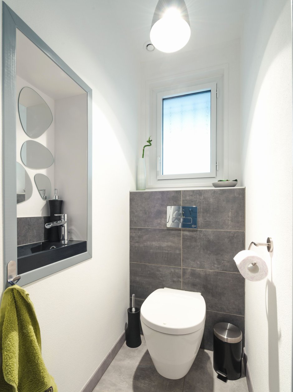 Туалет с раковиной в стиле лофт