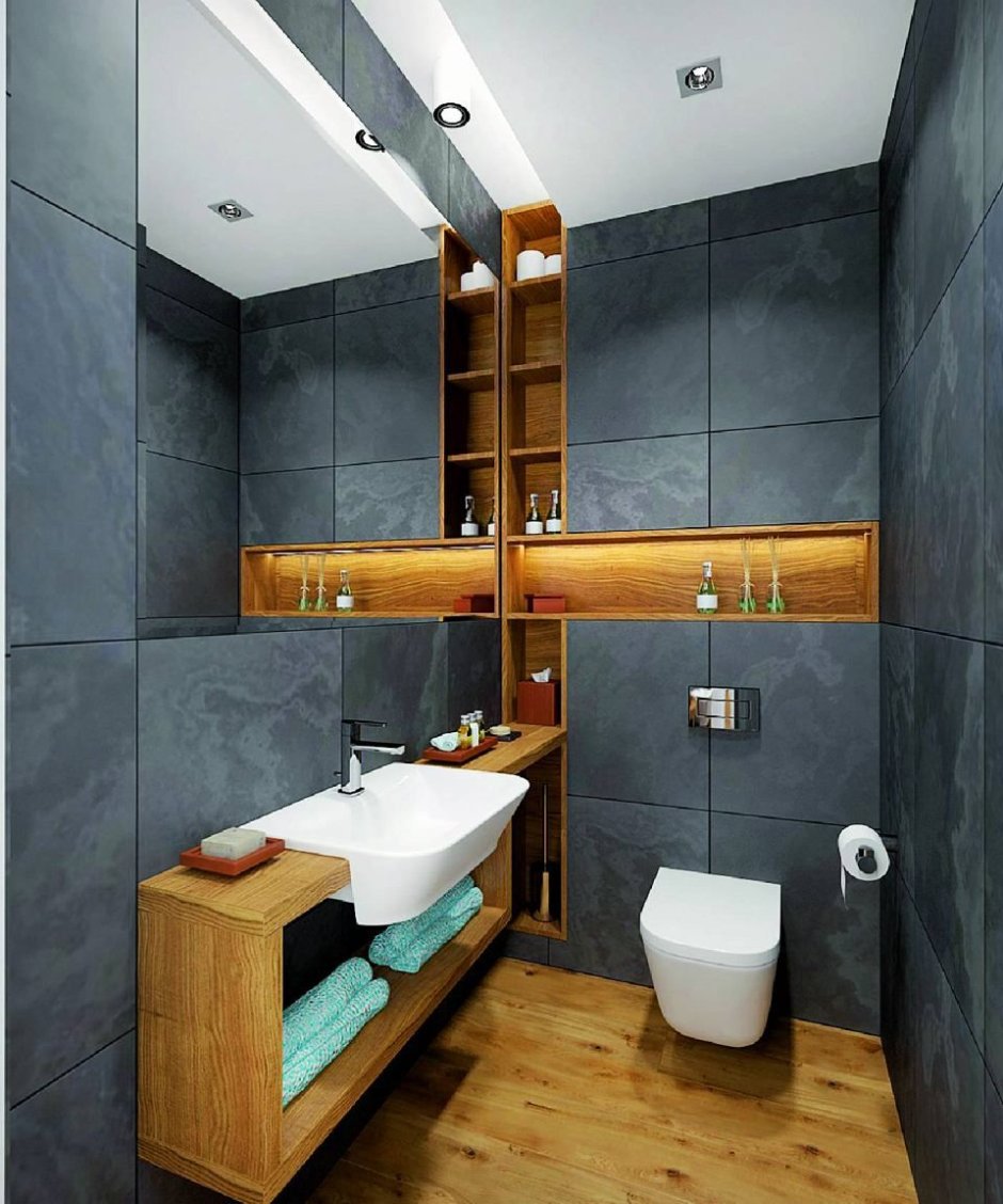 Инсталляция в туалете с полками