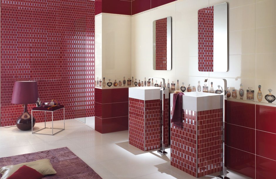 Мозаичная плитка для ванной бордо