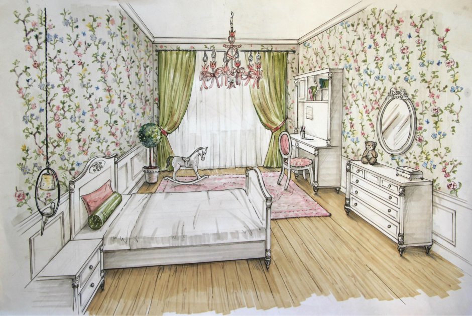 Рисунок комнаты с компом
