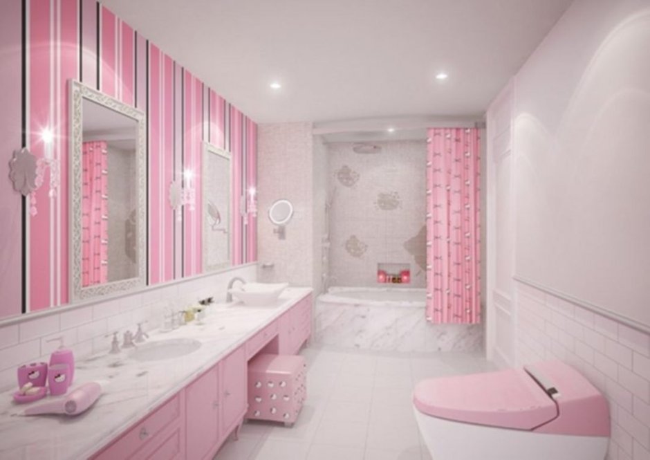 Розовая ванная комната Хеллоу Китти