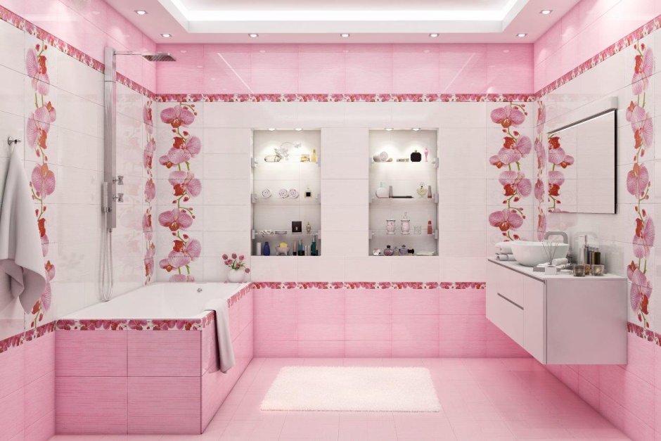 Розовая ванная комната в хрущевке