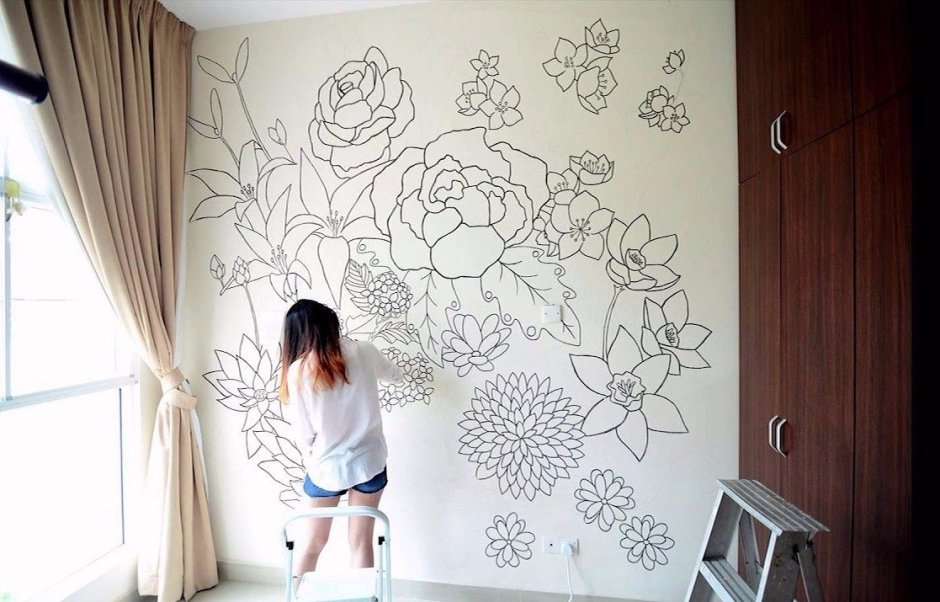 Разрисованные стены в комнате (74 фото)