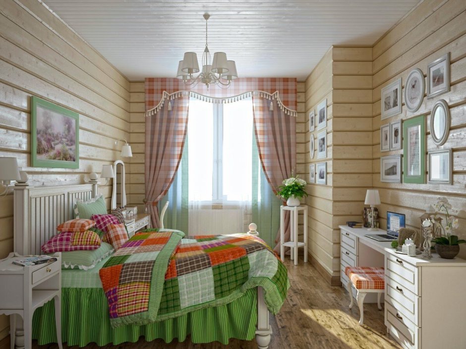 Спальня в винтажном стиле на даче