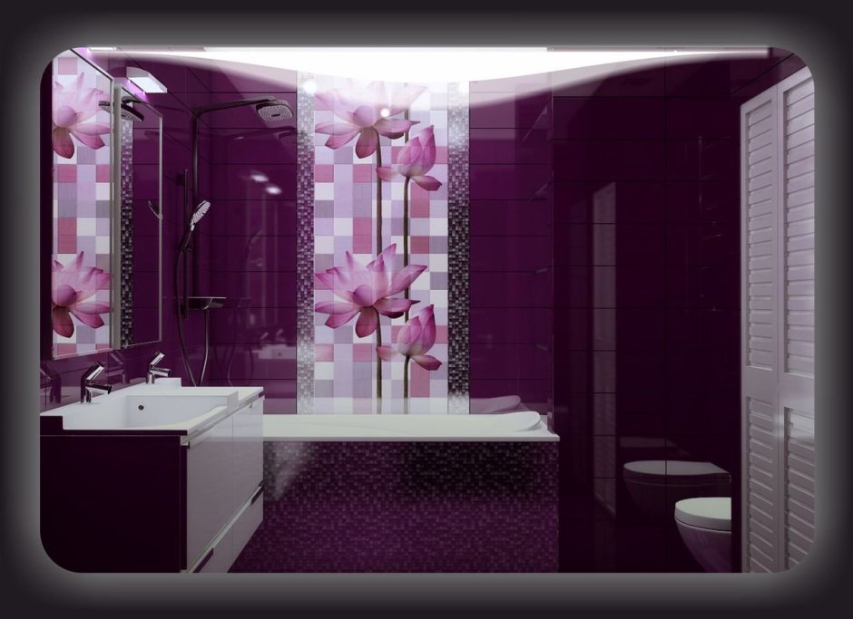 Фиолетовая плитка в ванную комнату