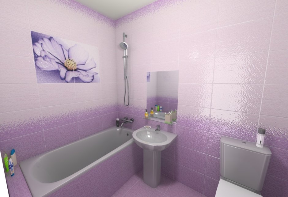 Душевая комната в фиолетовых тонах