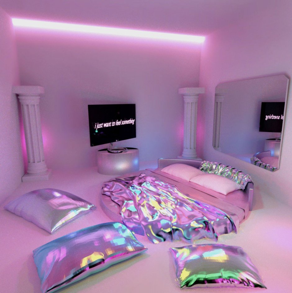 Спальня в стиле неон