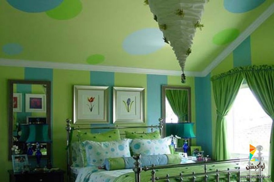 Детская комната в зелено голубых тонах