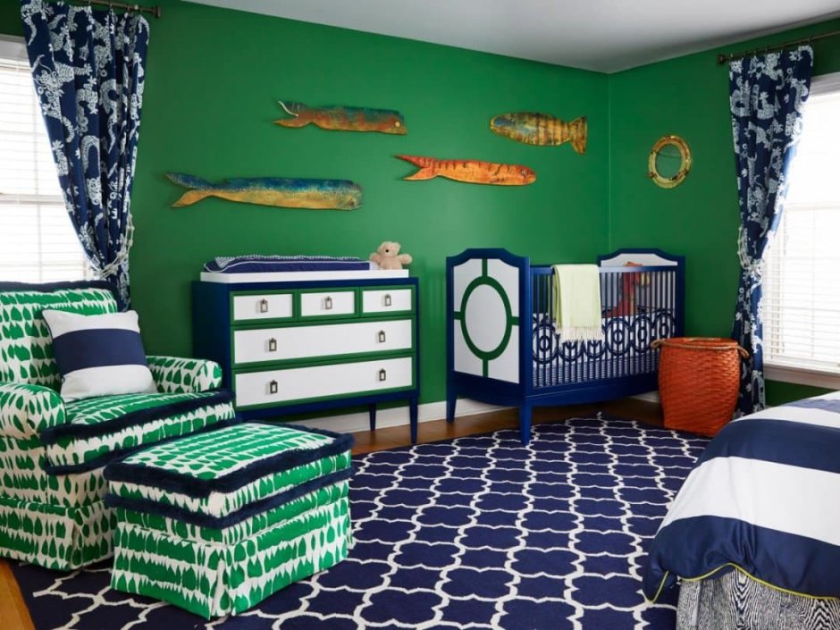 Дизайн детской комнаты в зеленом цвете (66 фото)