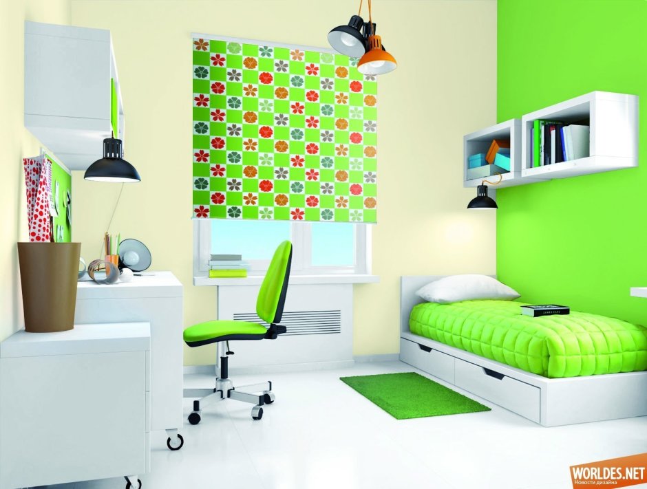 Комната для девочки подростка в зеленом цвете