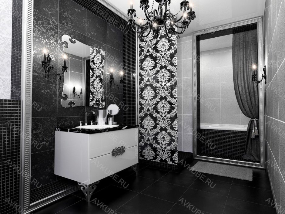 Ванная комната черная с серебром