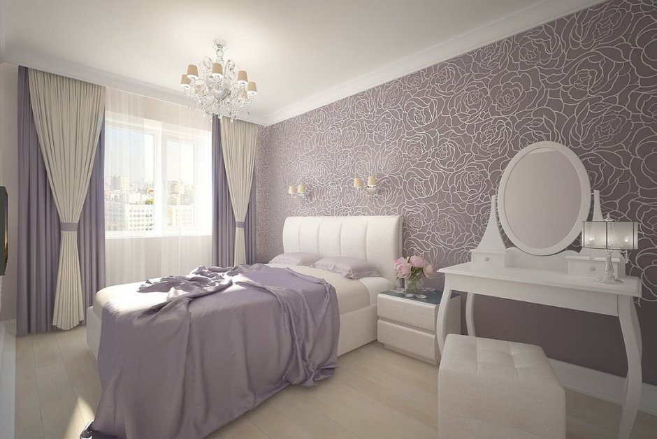 Интерьер спальни в современном стиле в светлых тонах