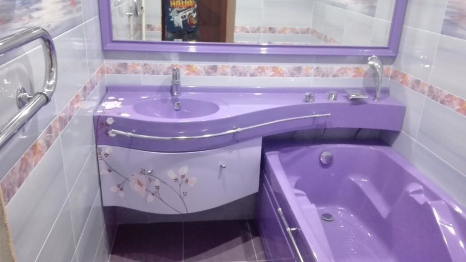 Сиреневая ванная комната в хрущевке