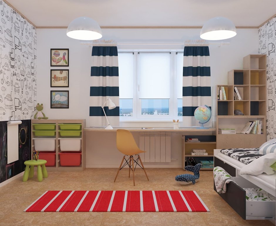 Подростковая комната в скандинавском стиле для девочки