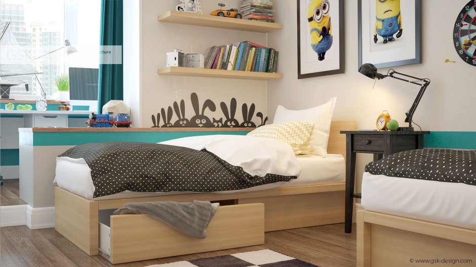 Подростковая кровать в скандинавском стиле