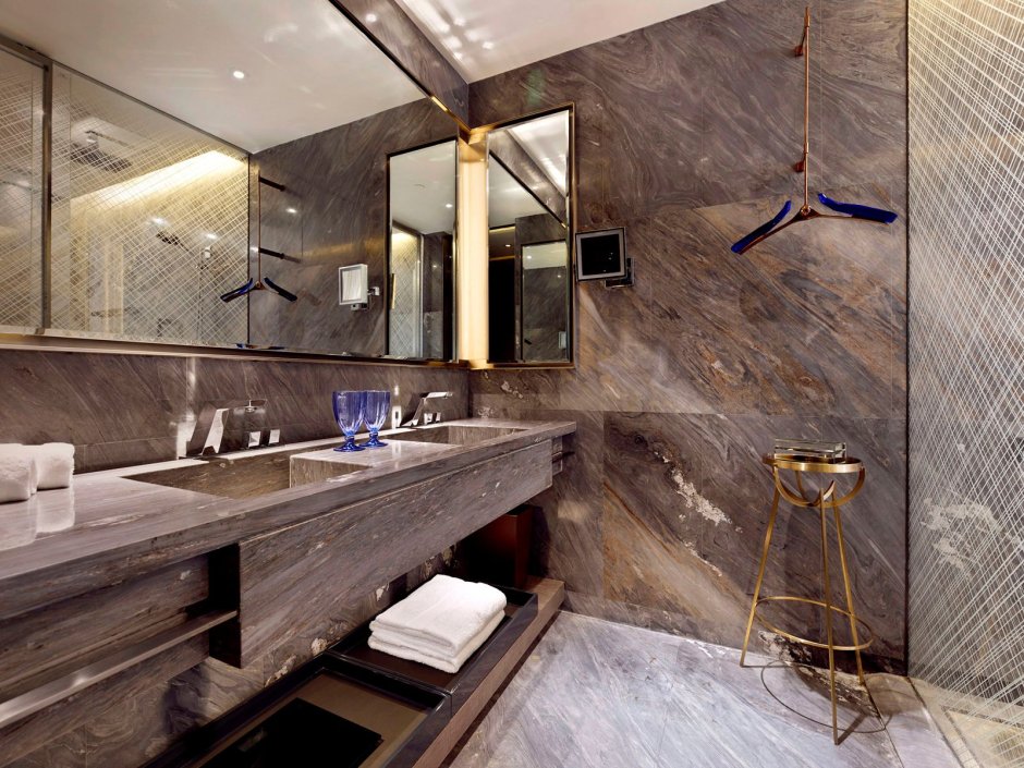 Ванная комната бетон и дерево (73 фото)