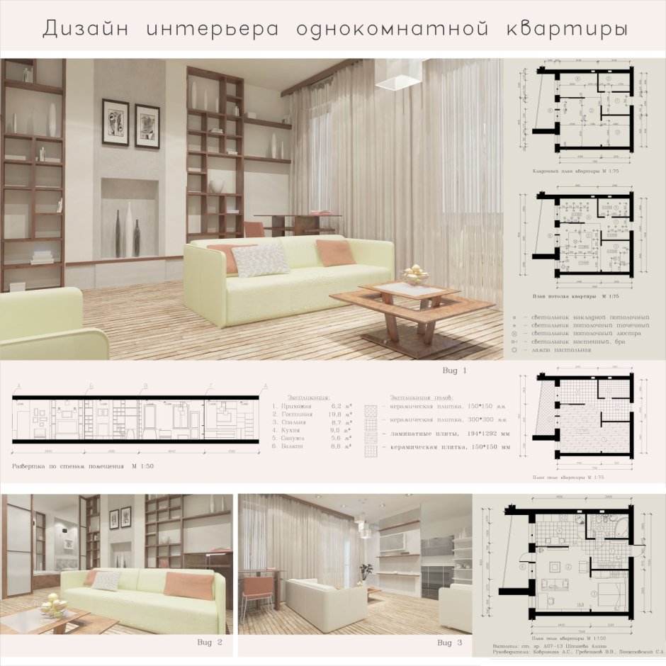 Портфолио дизайн проекта квартиры - 93 фото