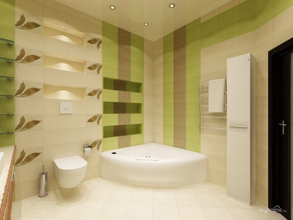 Готовый дизайн ванной комнаты с плиткой (63 фото)