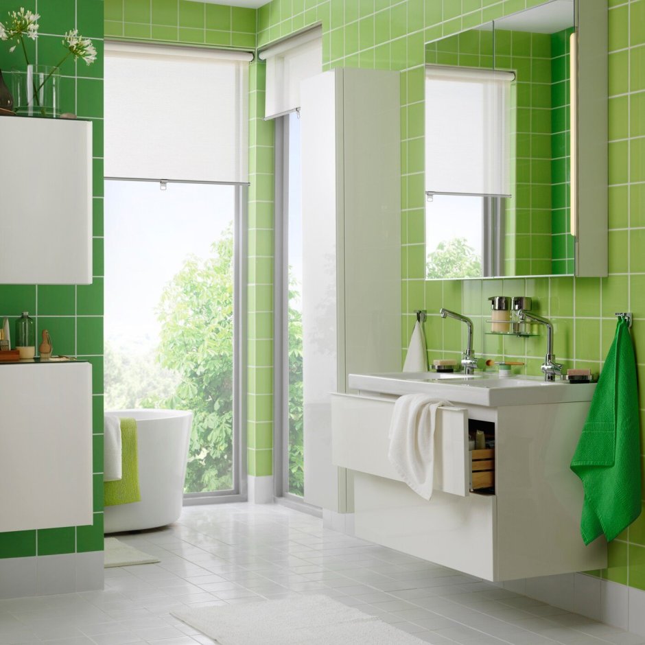 Ванная комната в зеленых тонах