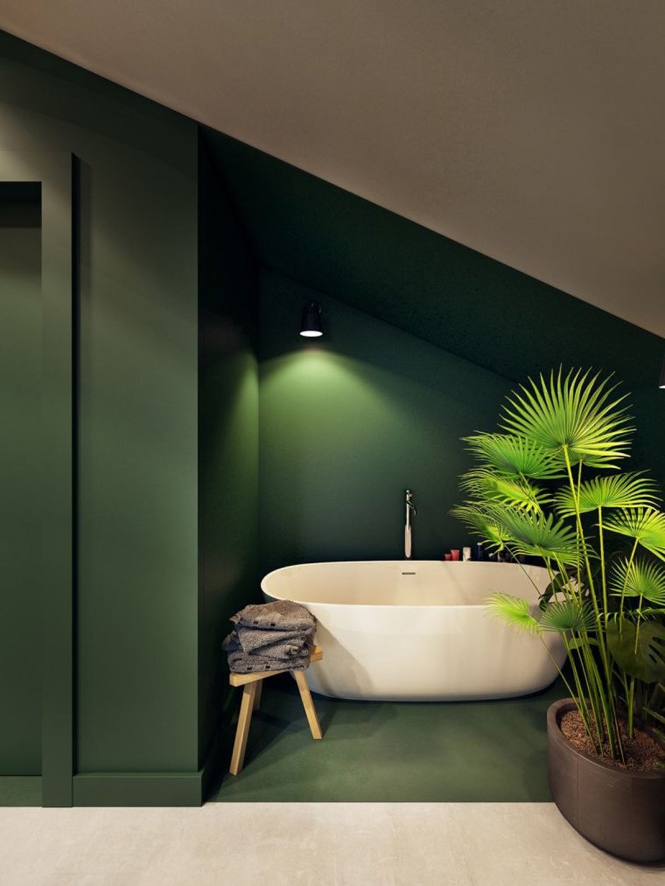 Ванная комната в бело зеленых тонах