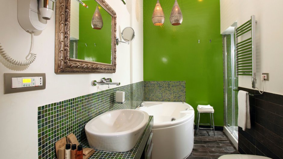 Салатовая плитка для ванной
