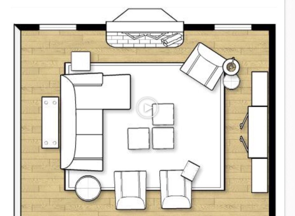 План расстановки мебели в гостиной