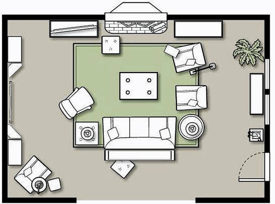План расстановки мебели в гостиной
