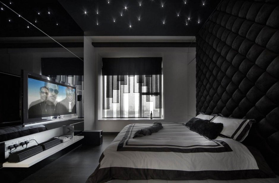 Дизайн комнаты с черным потолком (67 фото)