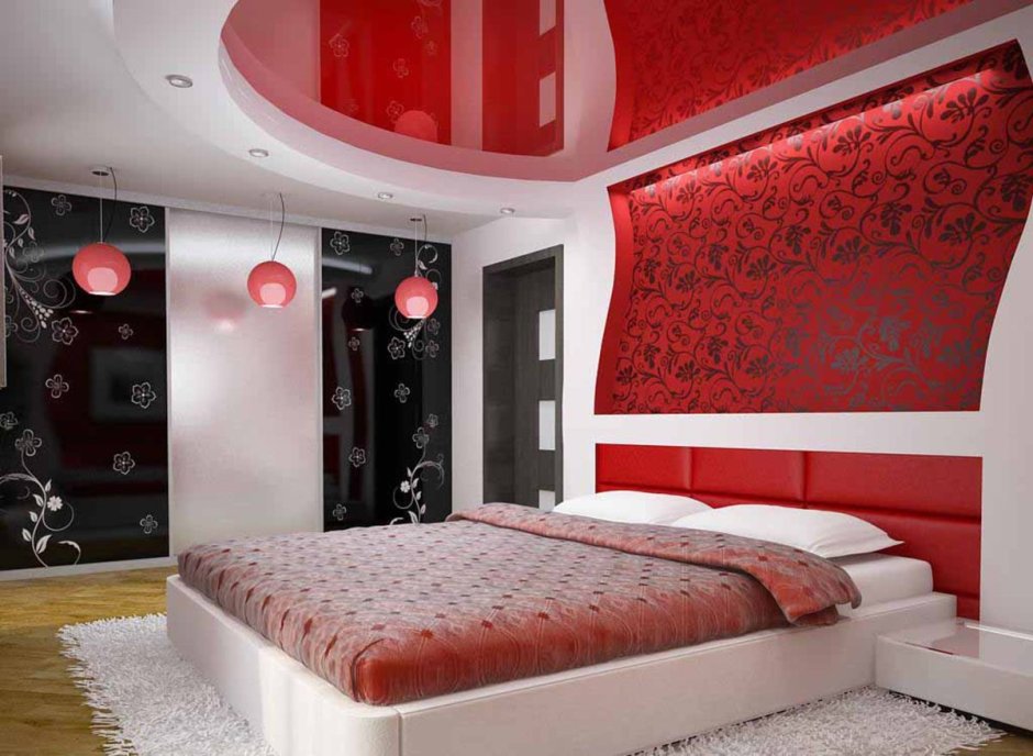 Спальня для мальчиков в черно красных тонах